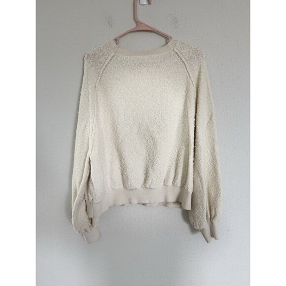 Free People Women's Found My Friend Pullover Sweater Cream Boho Top Boucle Sz M - Picture 6 of 10